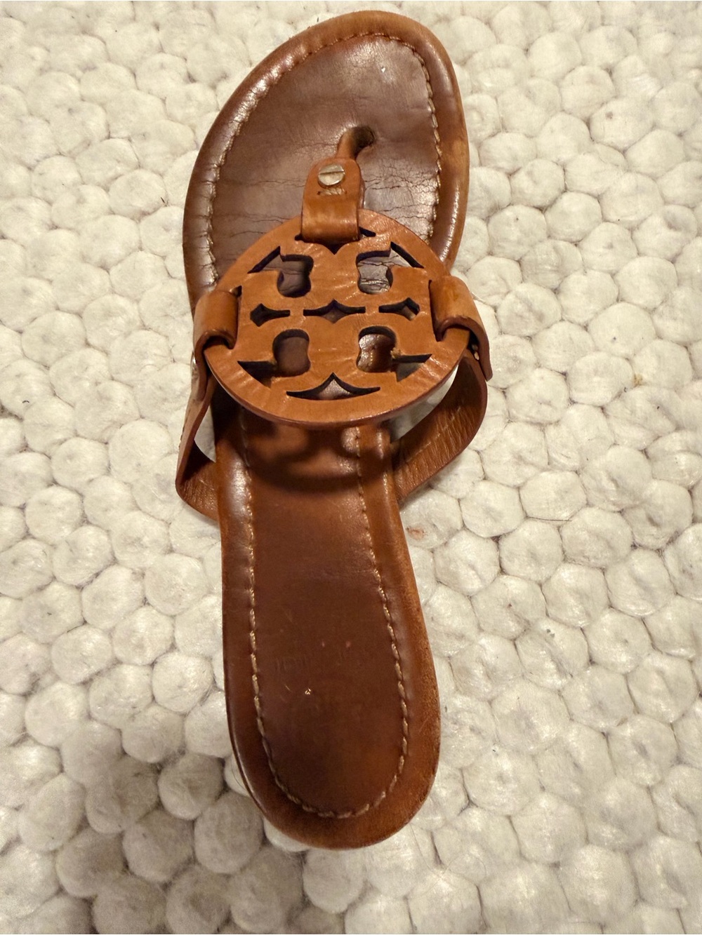 Tory Burch Brown Leather Miller Logo Sandals, Size 8 - Picture 4 of 6